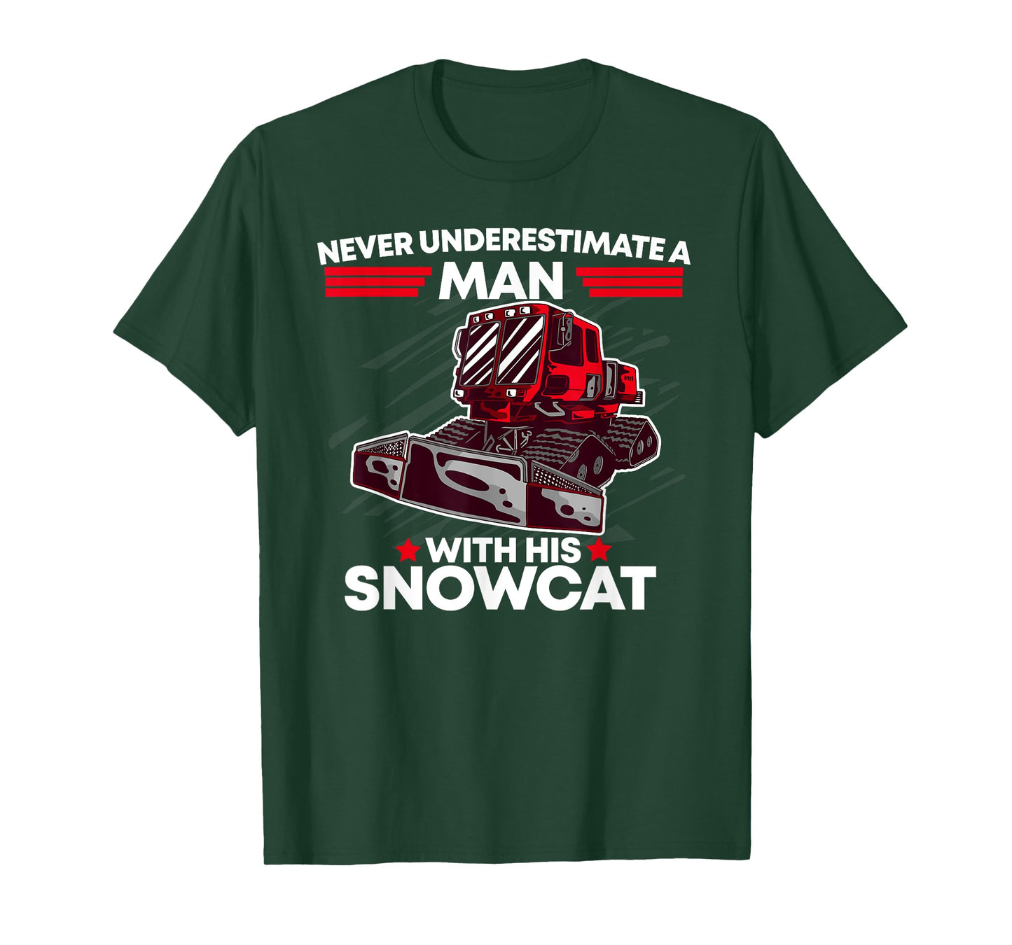 Snowcat Man Dad Groomer Cool Winter Sports US Flag T-Shirt