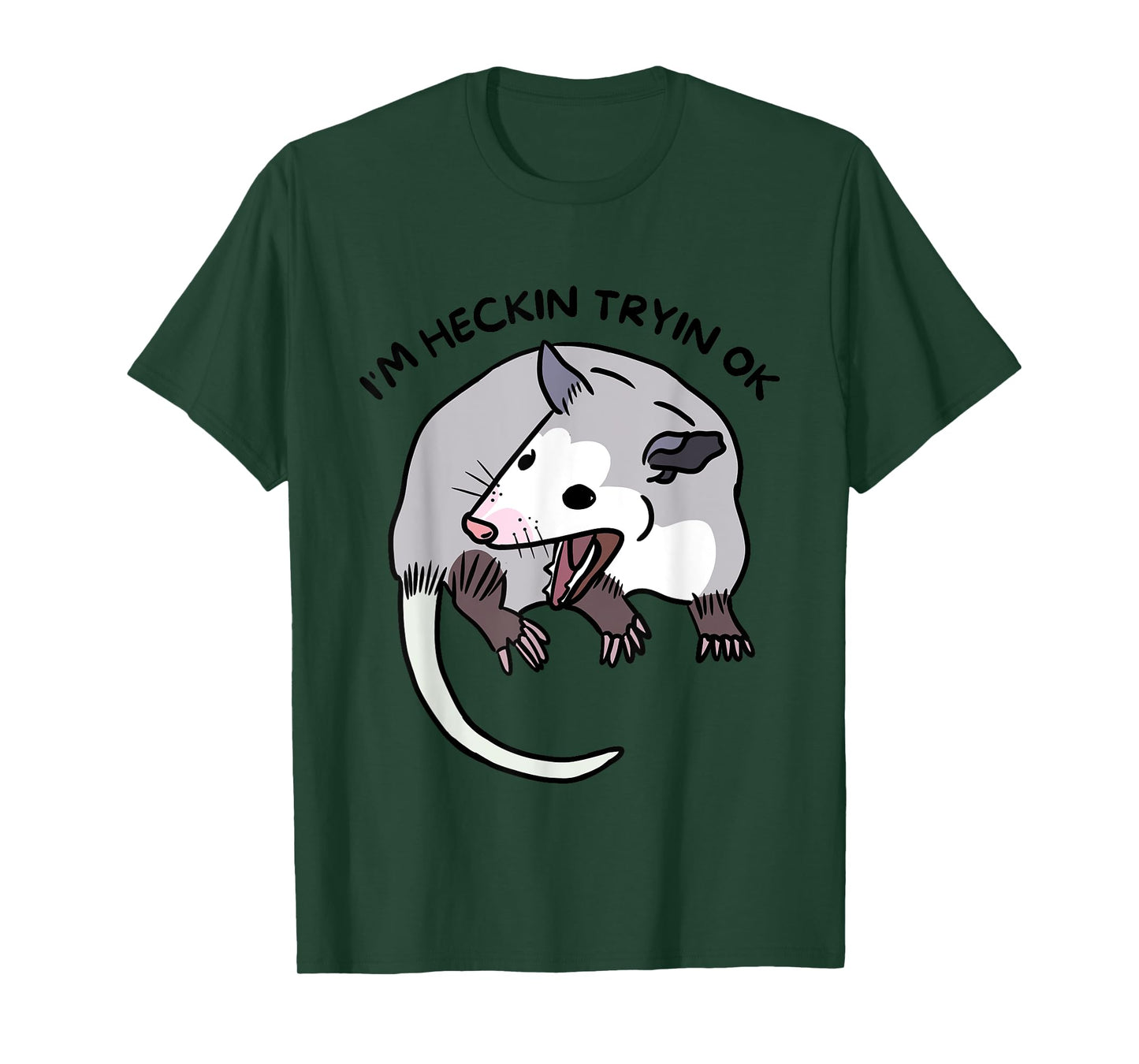 Opossum Funny Screaming I’m Heckin Tryin OK Street Trash Cat Men Women T-Shirt