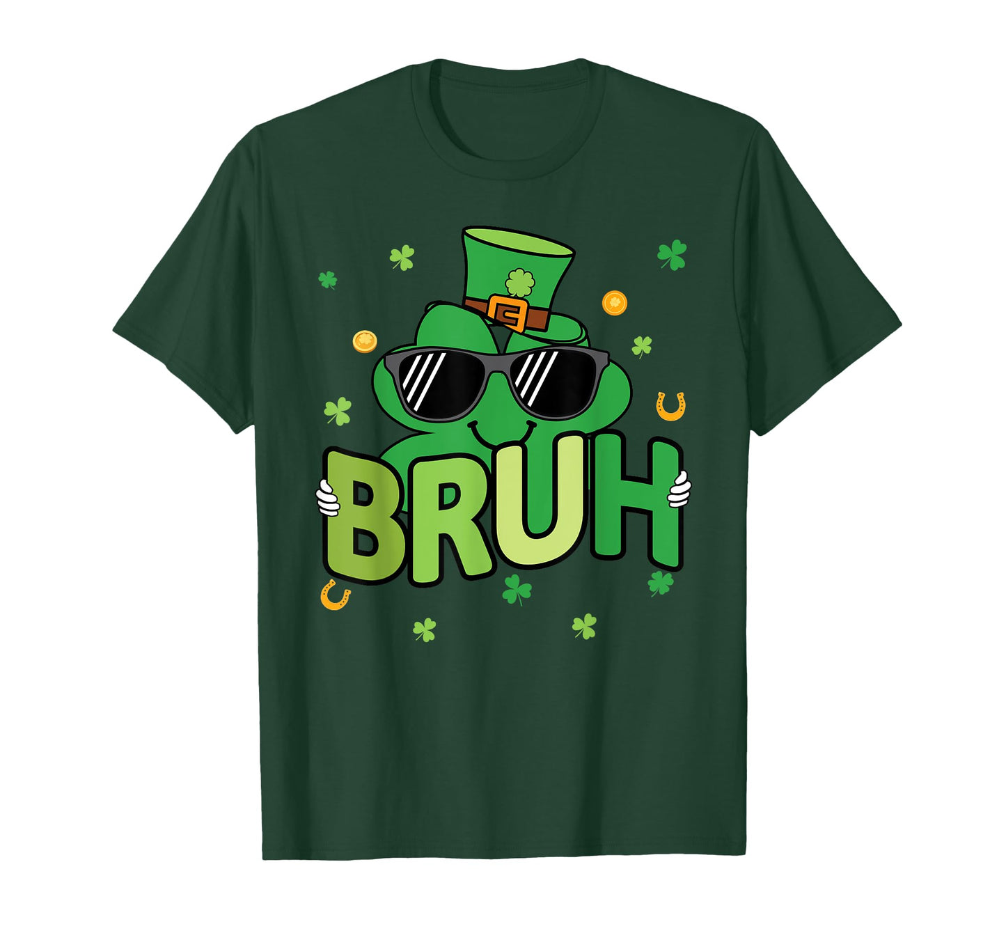 Funny Bruh St Patrick's Day Shamrock Men Women Kids Boys T-Shirt