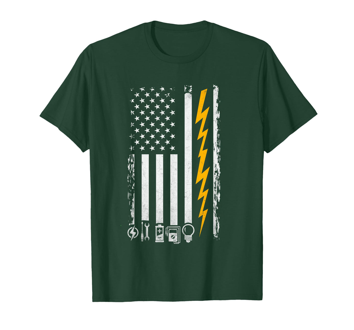 Electrician American Flag Funny Electricians Tools T-Shirt