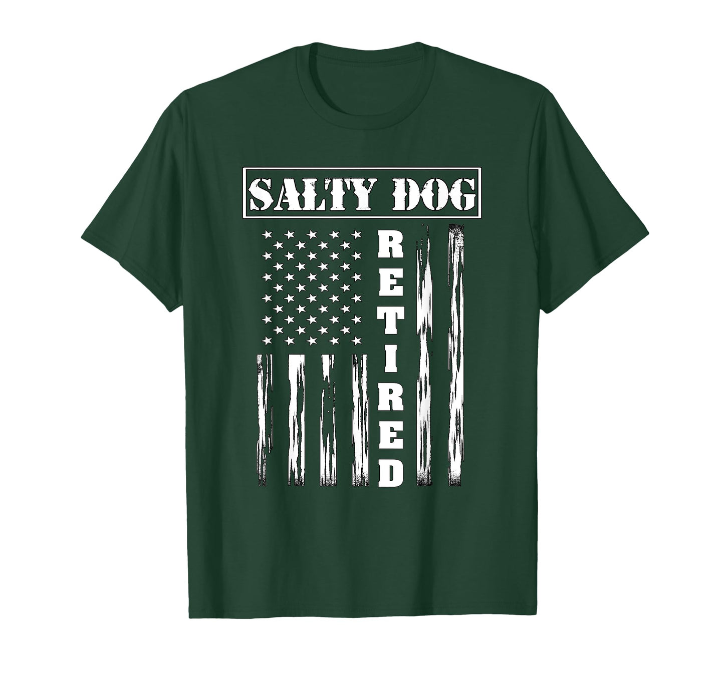 Salty Dog Retired Veteran - American Flag T-Shirt for Women Men