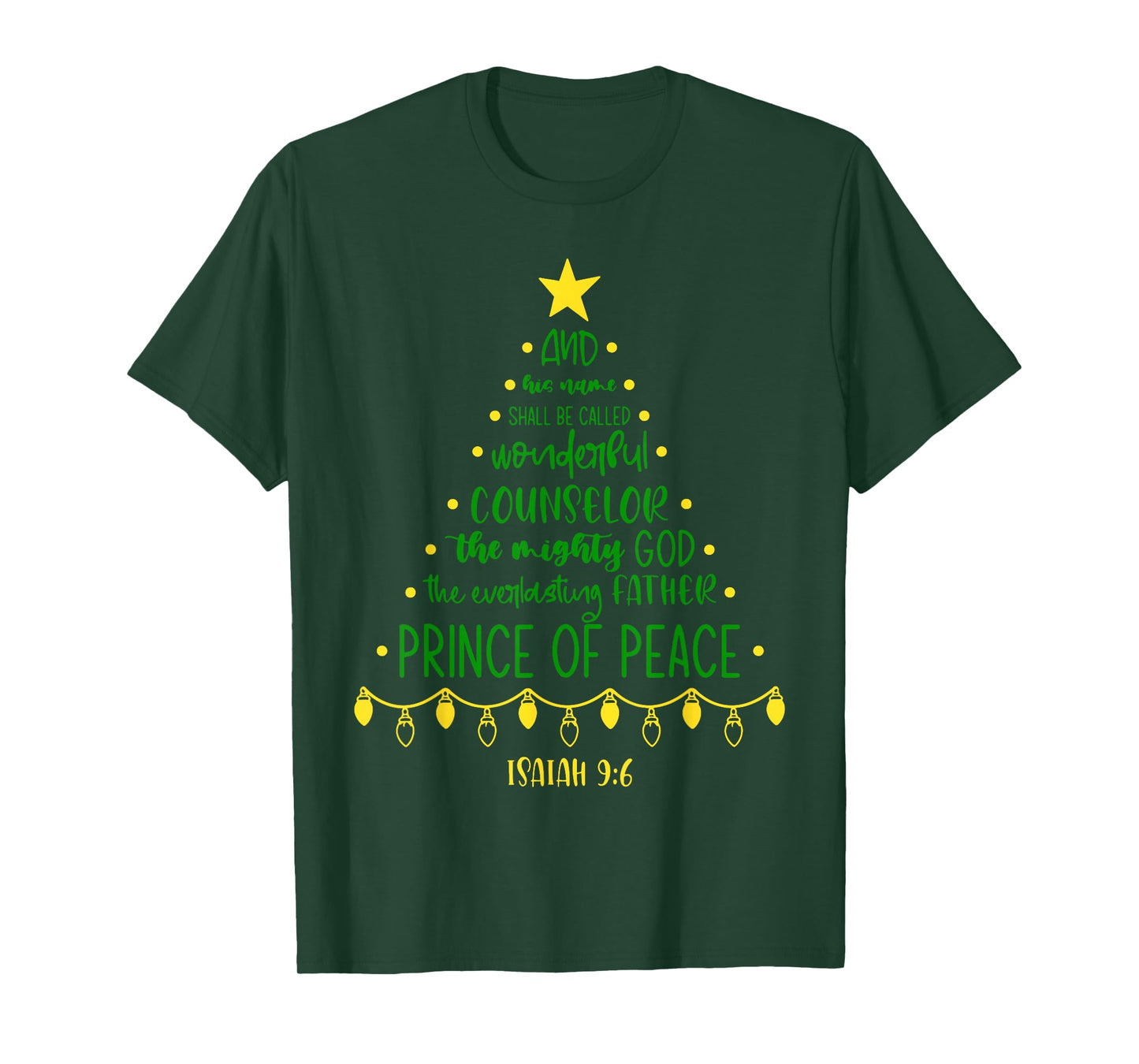 Christian Christmas Jesus Bible Names Xmas Tree Shaped T-Shirt