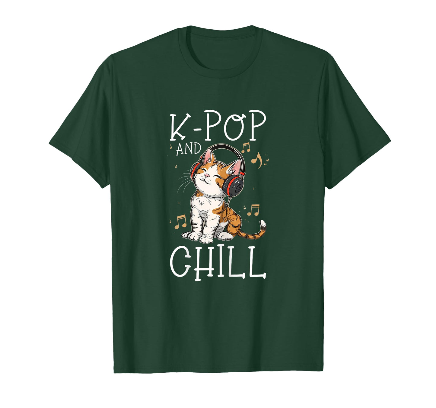K-Pop And Chill Cute Kawaii Cat Funny Korean Pop Music T-Shirt