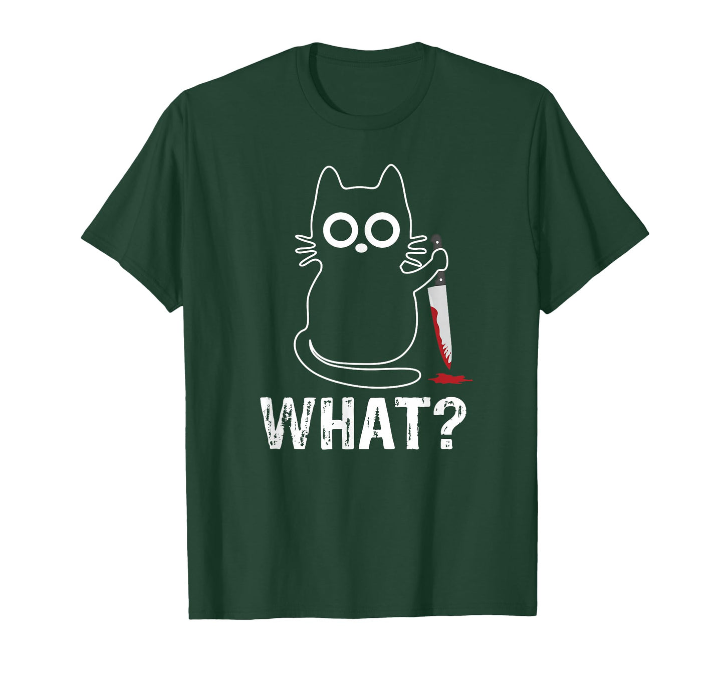 What? - Funny Cat with Knife Graphic Design T-Shirt