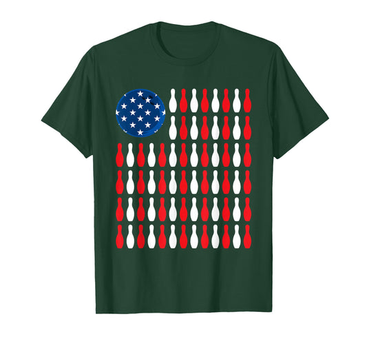 American Flag - Patriotic Bowler & Bowling T-Shirt Small