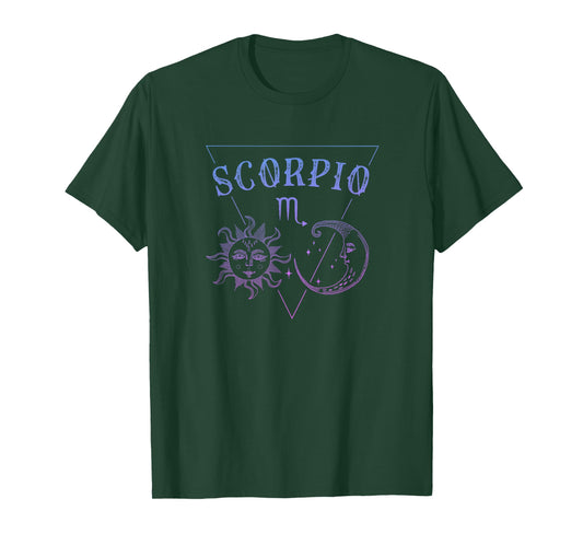 Scorpio Zodiac Symbol / Blue Sun & Moon - Scorpio Birthday T-Shirt
