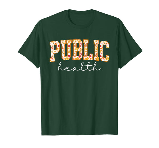 Flower Fall Autumn Public Health Nurse Floral Nursing Design T-Shirt