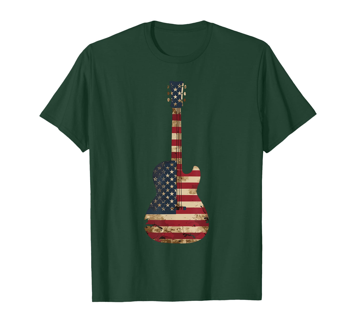 Guitars Vintage US American Flag Guitar T-Shirt