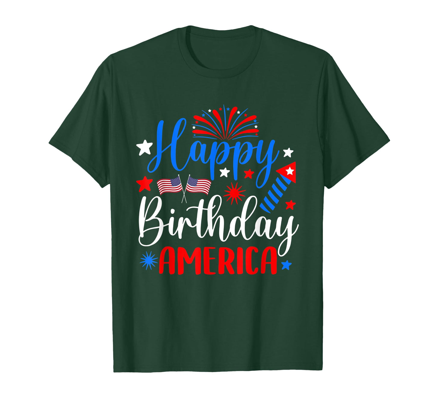 Happy Birthday America 4th Of July Funny Us flag fireworks T-Shirt for Women Kids Men