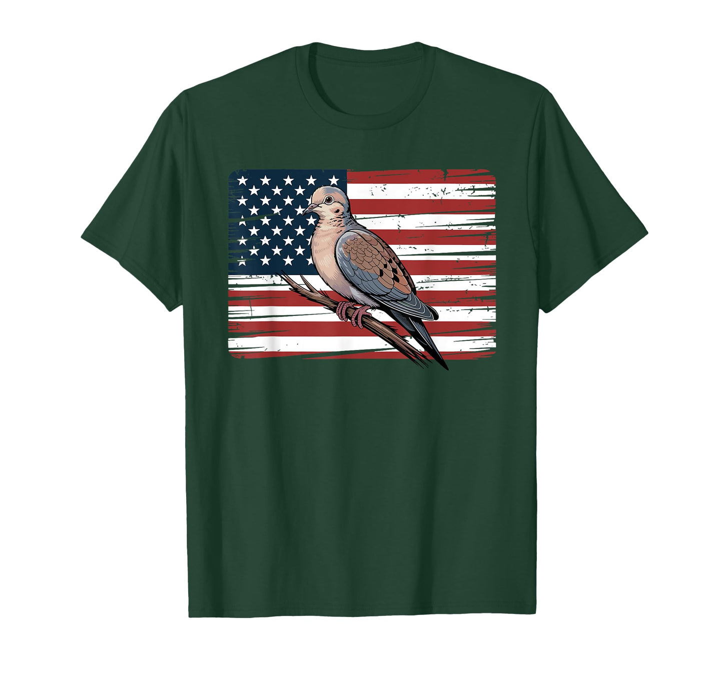 Mourning Dove Bird Lover Bird Watching USA American Flag T-Shirt