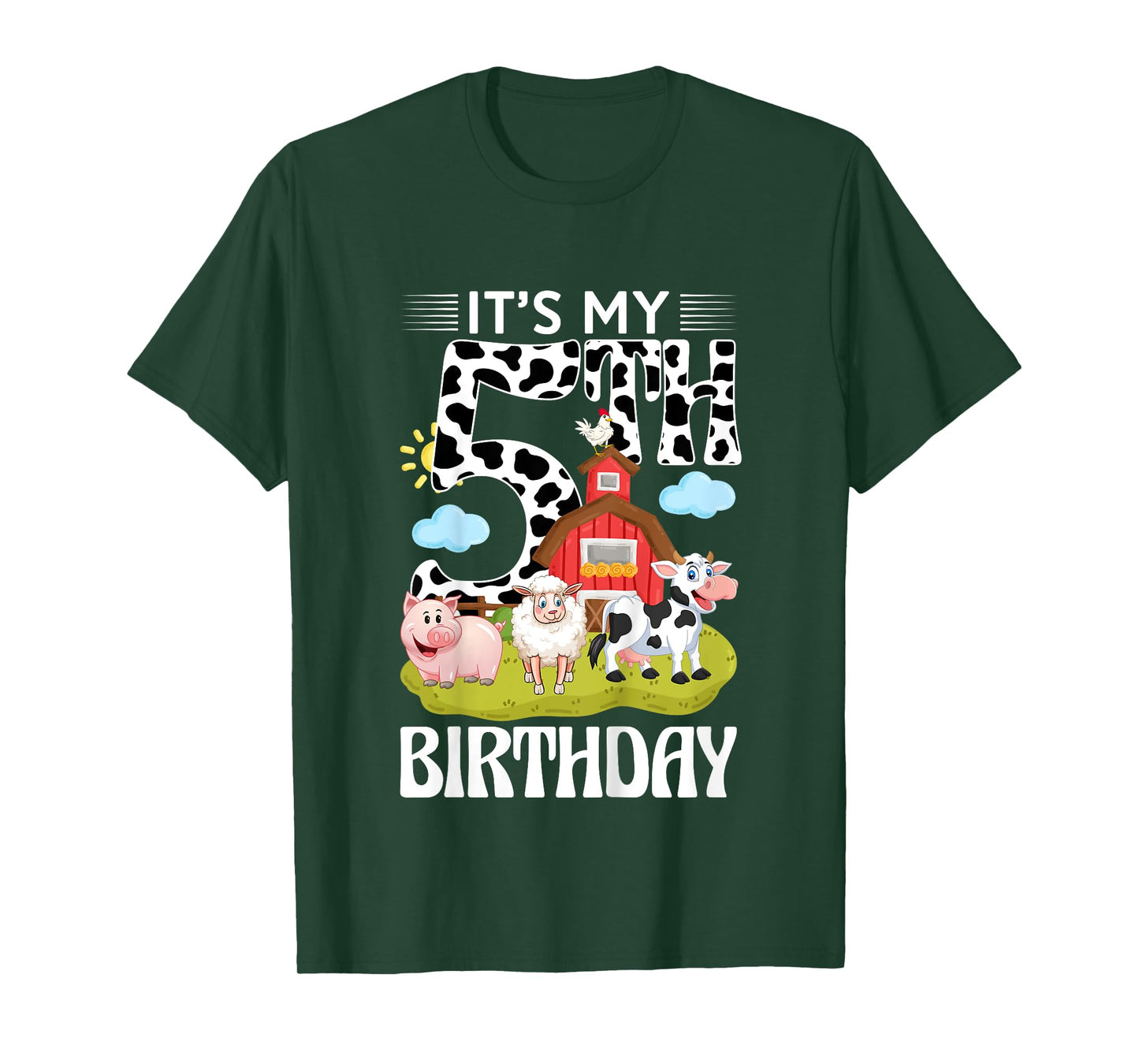 Cute It's My 5th Birthday 5 Years Old Farm Theme 5th B-day T-Shirt