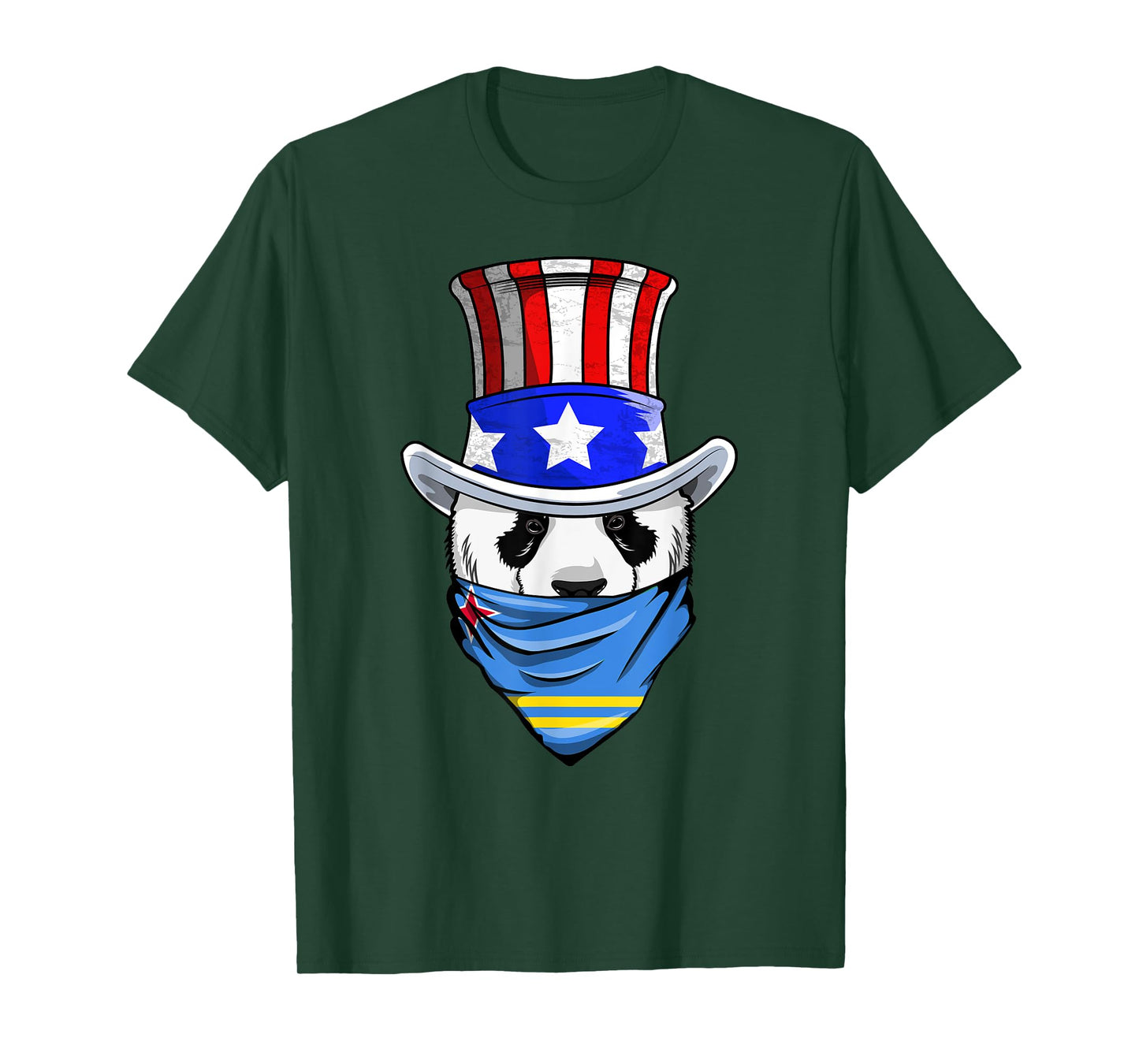 Aruban Panda Bear in Aruba Bandana Flag T-Shirt
