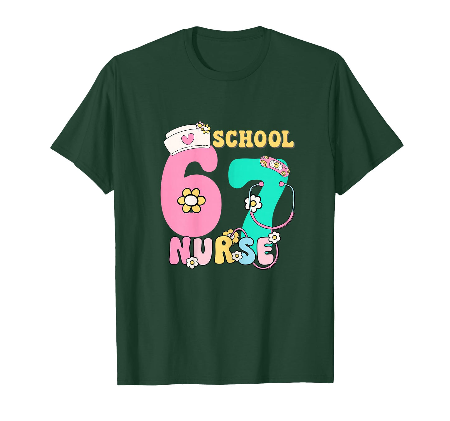 67 Meme Funny School Nurse Pastel Retro Design T-Shirt