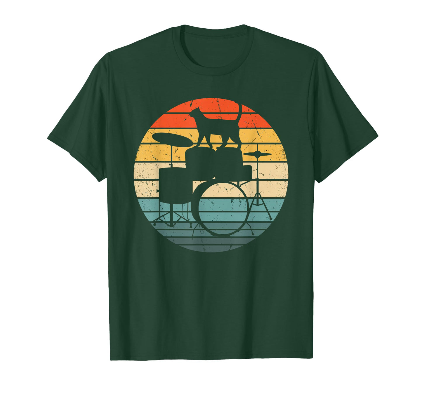 Cat Playing Drums Funny Drummer Cat Drumming Drumset Drum T-Shirt
