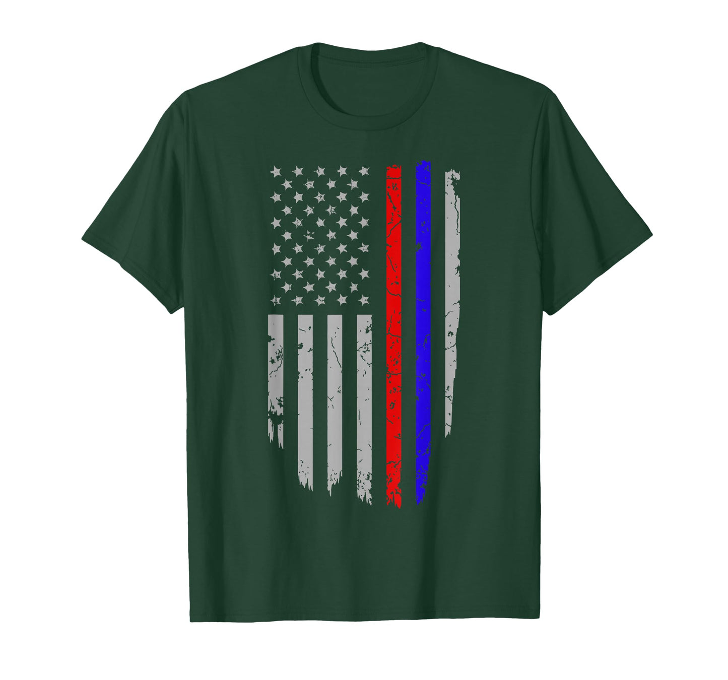American Flag Red Blue Thin Line Apparel Firefighter Police T-Shirt