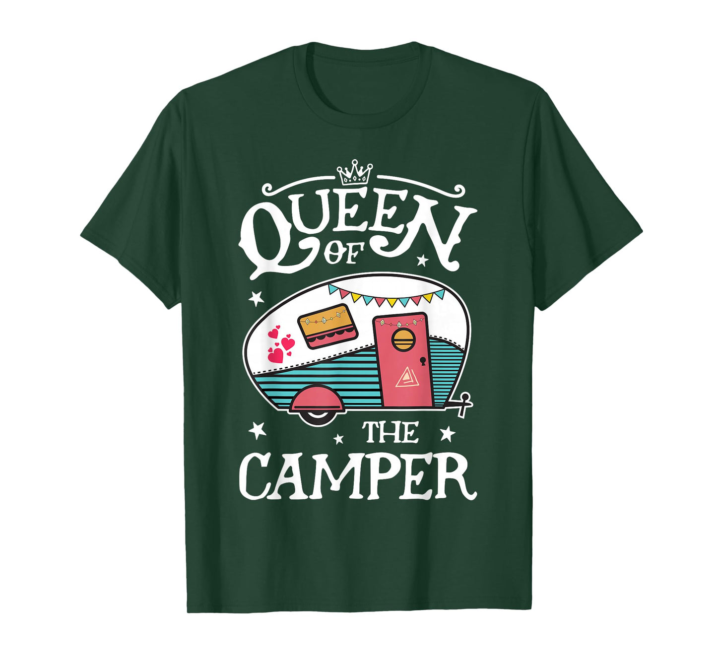 Queen of The Camper Funny Camping Outdoor Women Girls Zip T-Shirt