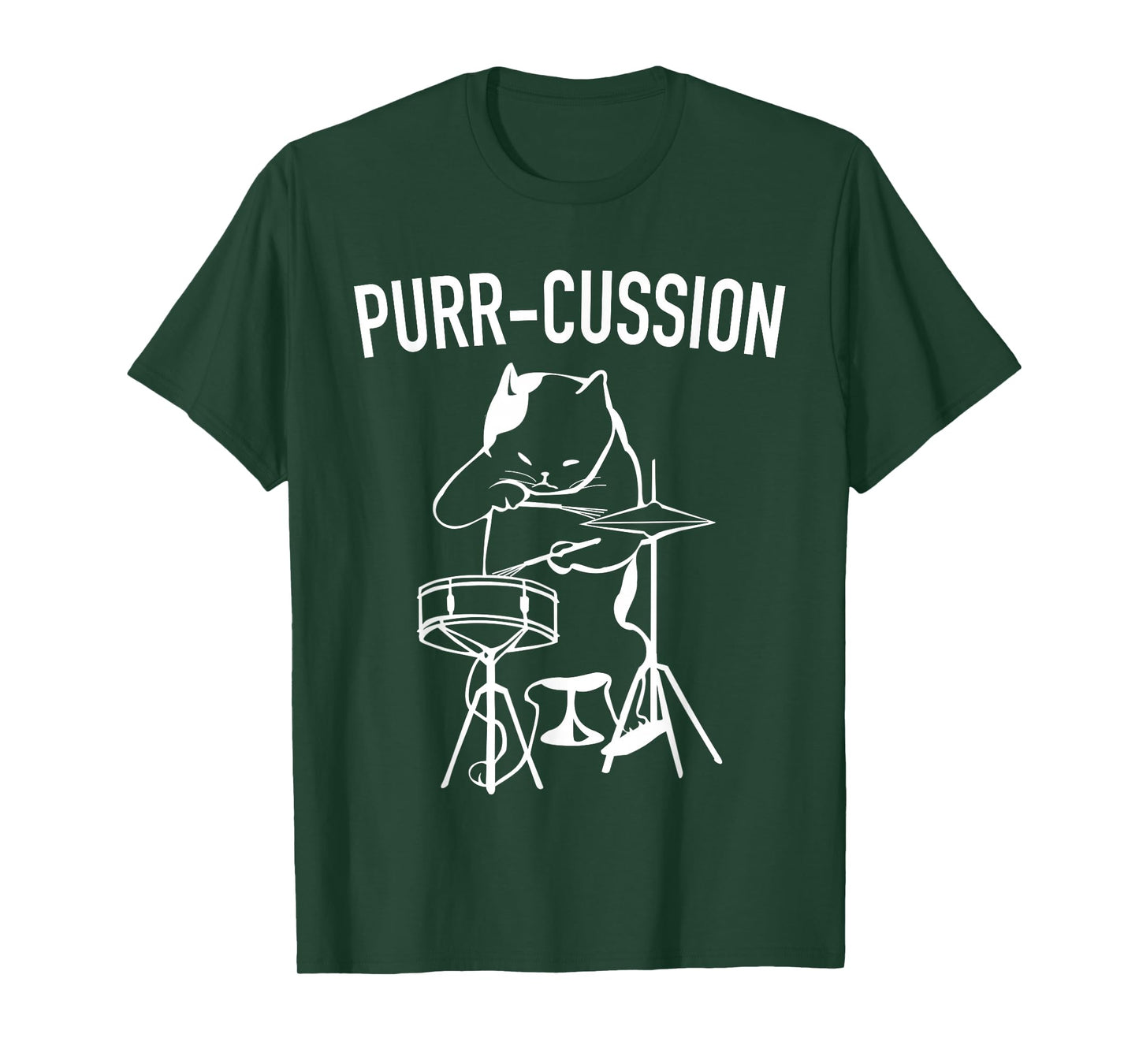 Funny Cat Drummer Shirt Purr-Cussion Druming T-Shirt