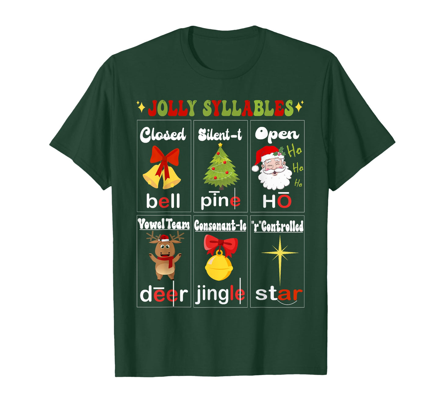 Christmas Reading Teacher Syllable Types Reading Teacher T-Shirt