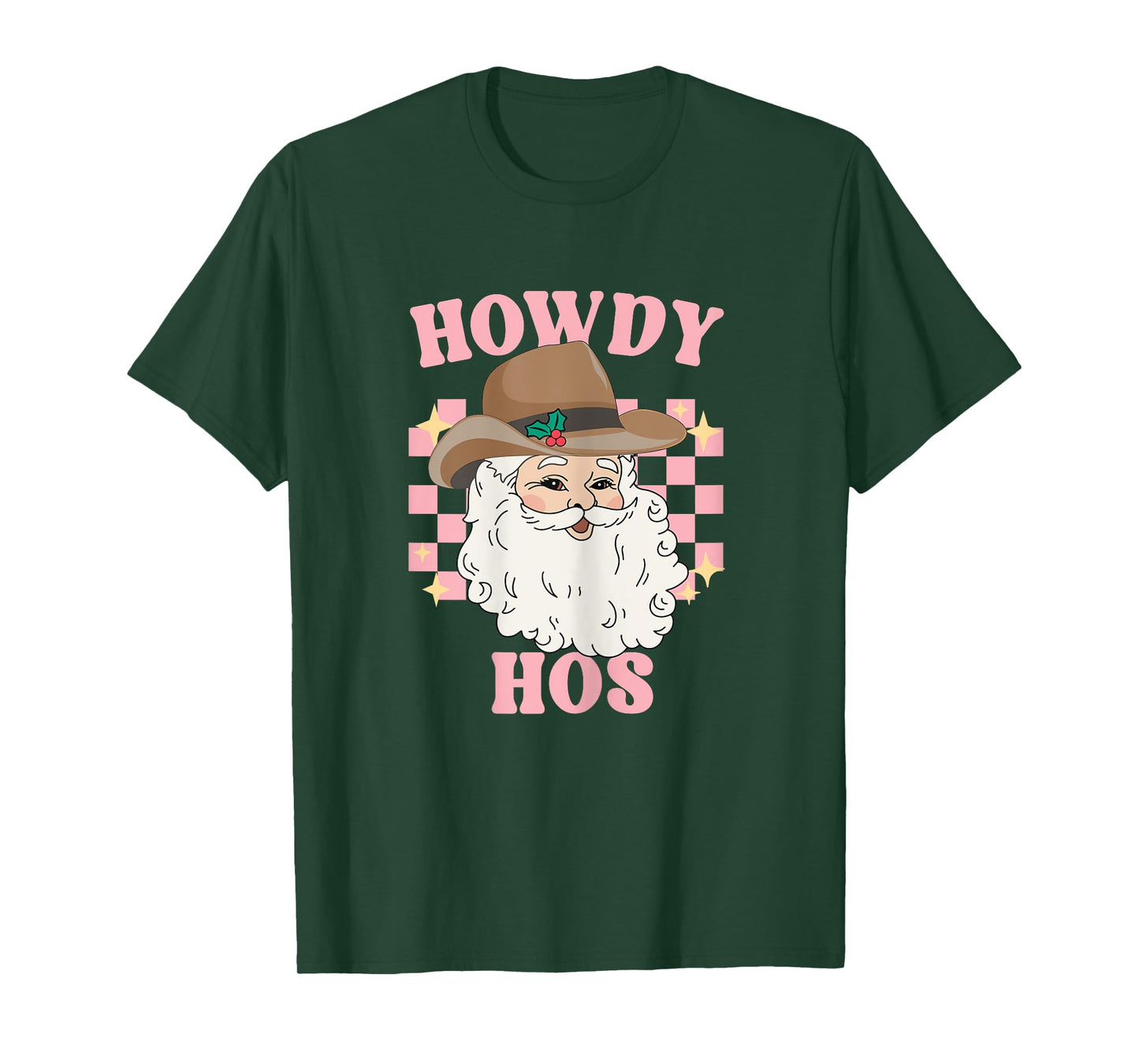 Country Cowboy Christmas Howdy Hos Groovy Western Santa T-Shirt