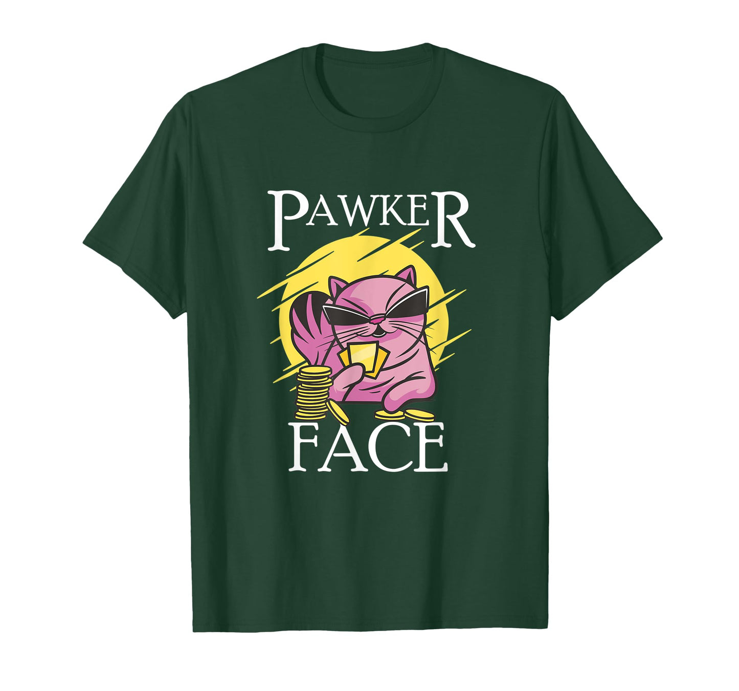 Pawker Face Poker Face - Cat Plays Poker T-Shirt