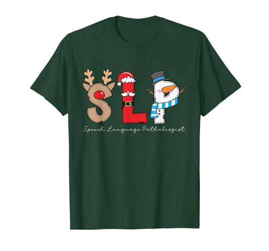 Christmas Speech Therapy SLP Language Pathologist Therapist T-Shirt