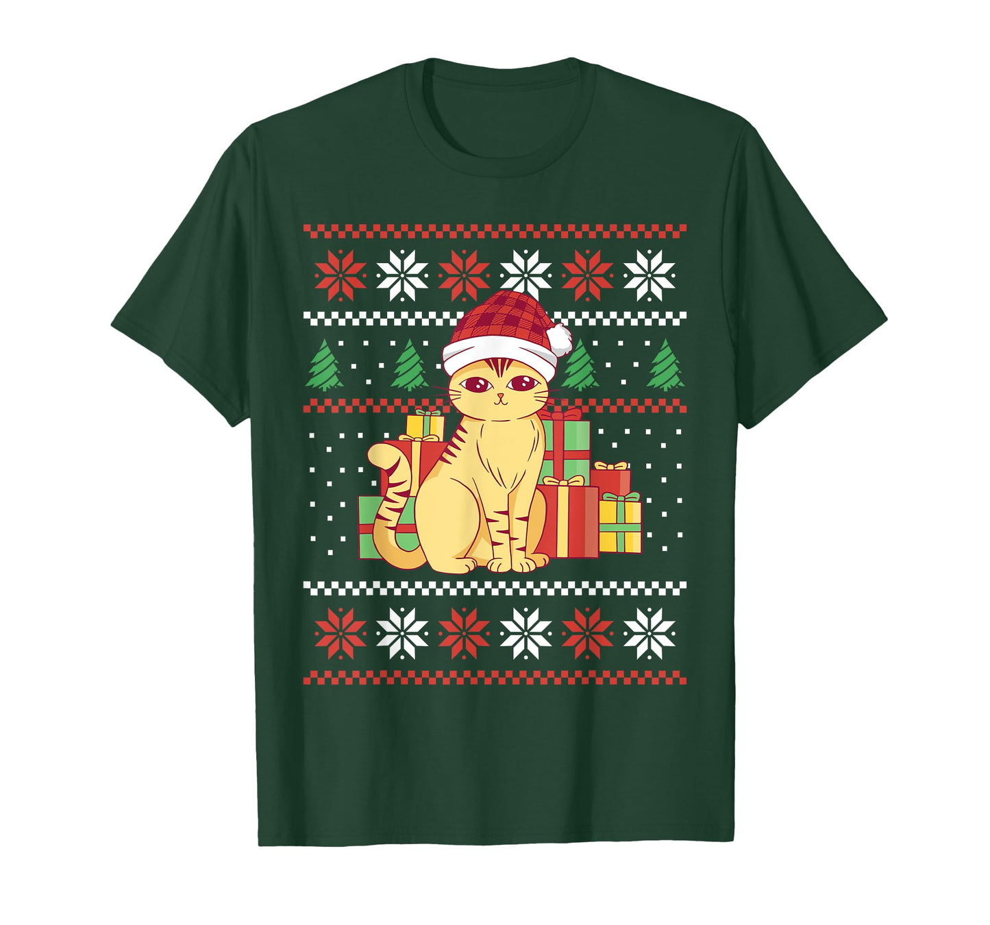 Funny Ugly Christmas Sweater Cat Design Xmas Men Women Kids T-Shirt
