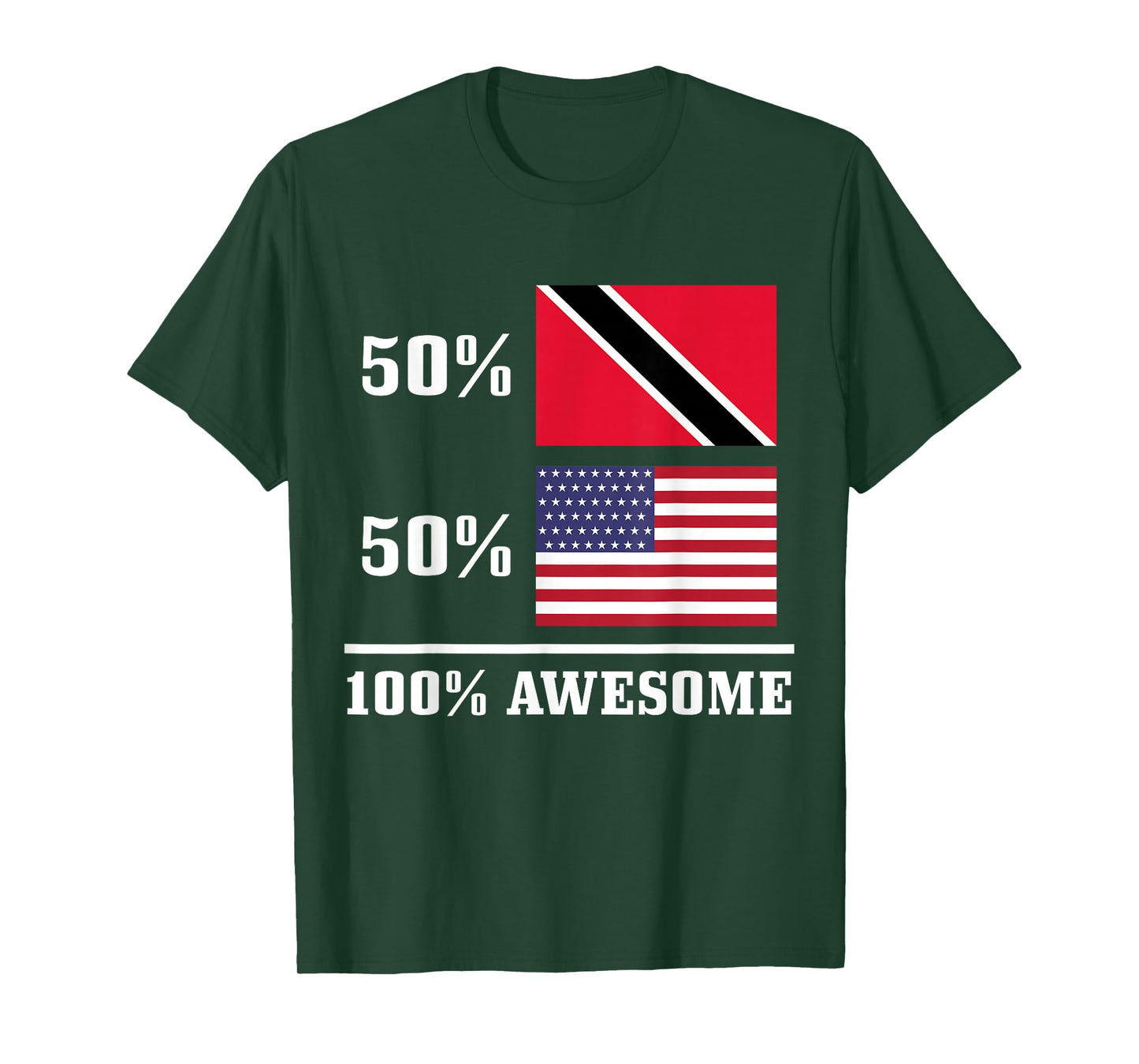 50% Trinidad & Tobago 50% USA American Flag Pride T-Shirt