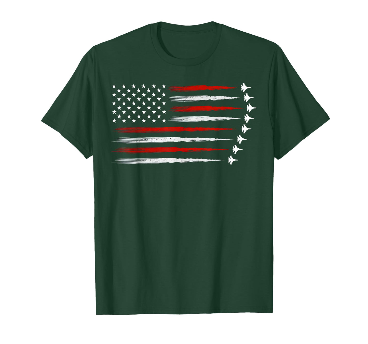 American Patriotic Fighter Jets USA Flag Waving 4th of July T-Shirt