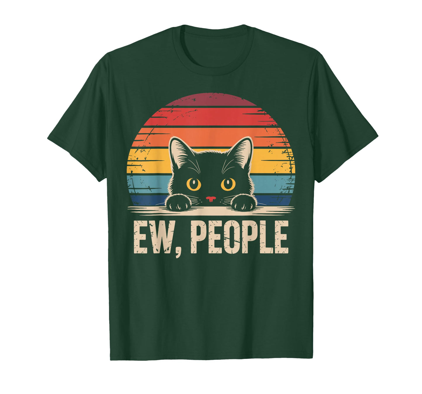 Ew People Retro Vintage Anti Social Cat Funny Introvert T-Shirt