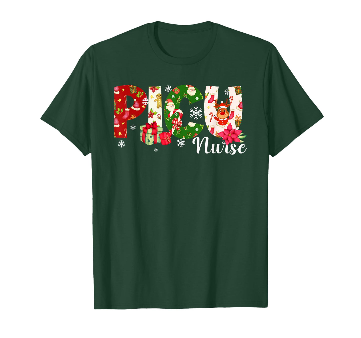 Christmas PICU Nurse Pediatric Intensive Care Unit Xmas T-Shirt
