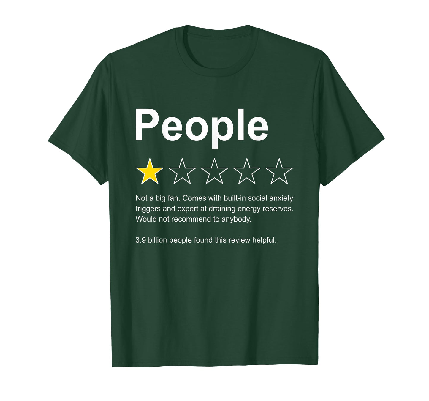 People One Star Rating Would Not Recommend Funny Introverts T-Shirt