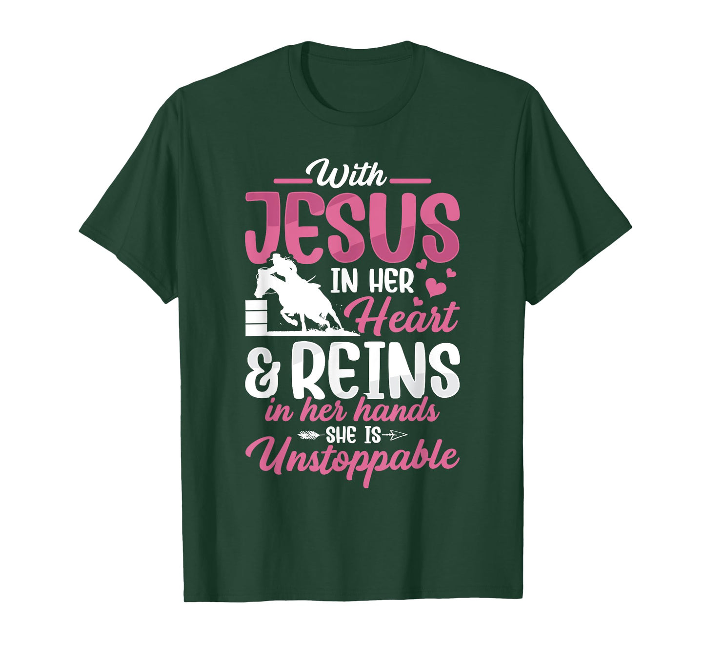 With Jesus Barrel Racer Race Barrel Racing Horse Rodeo Women T-Shirt
