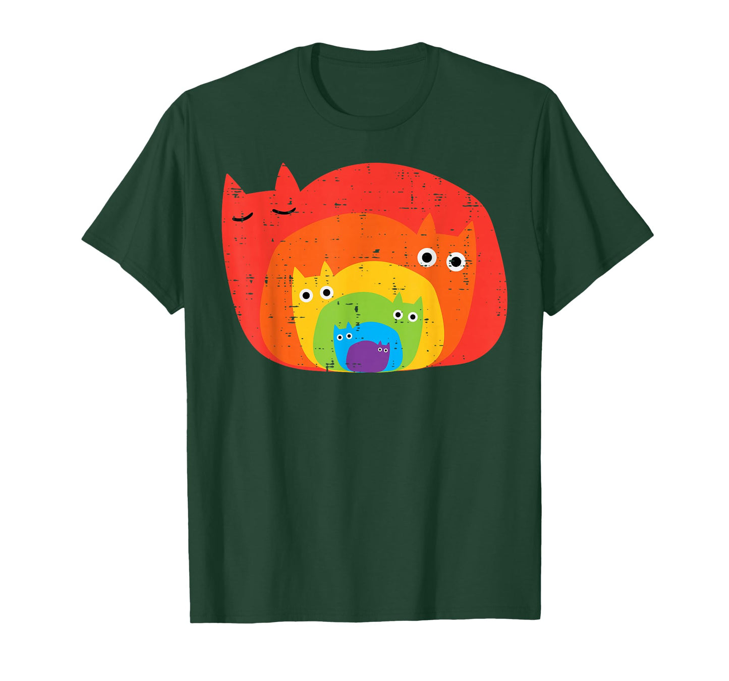 Gay Rainbow Cats in Cats LGBT Flag Pride Month Men Women T-Shirt