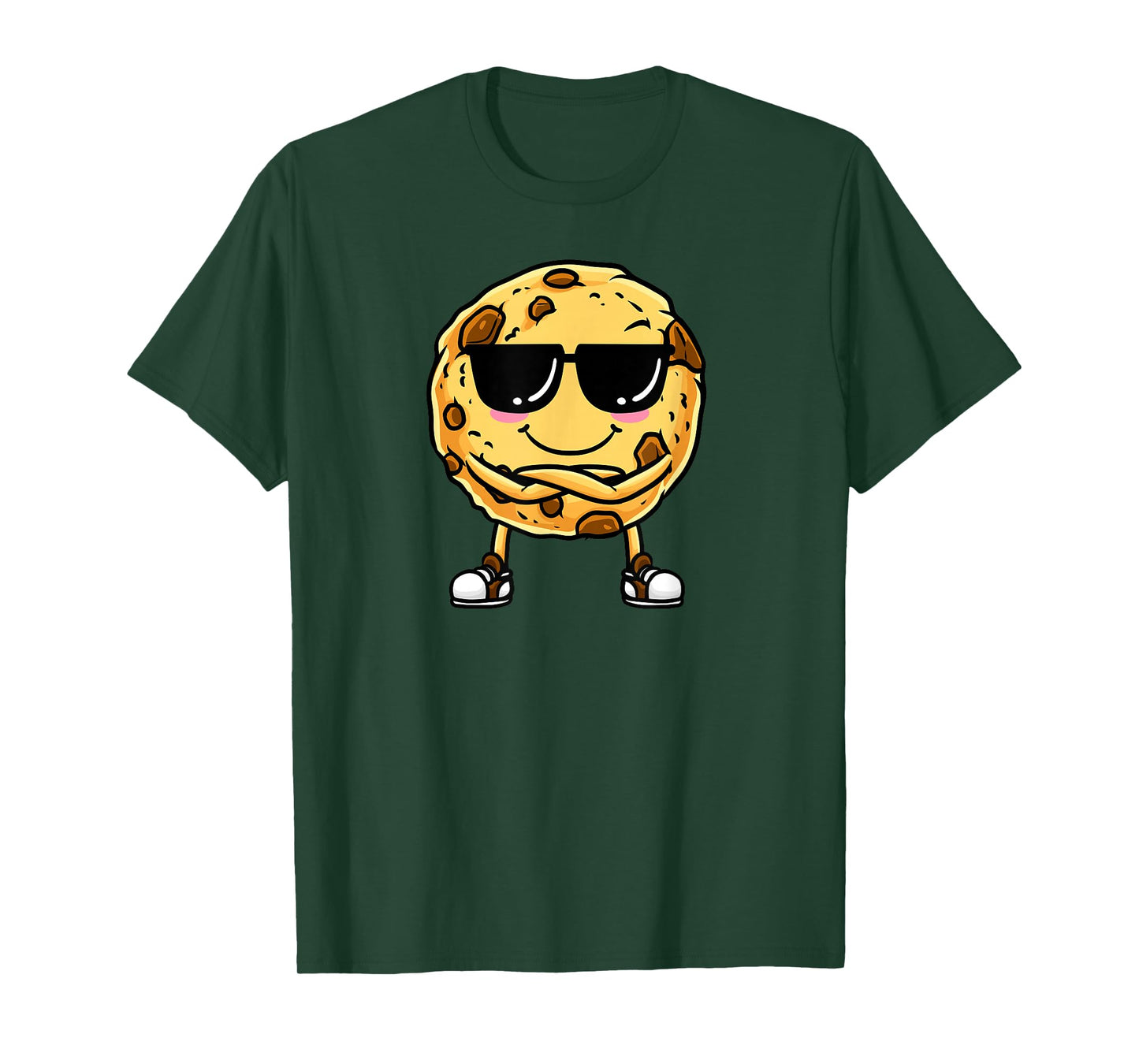 Chocolate Chip Cookie With Sunglasses Design T-Shirt