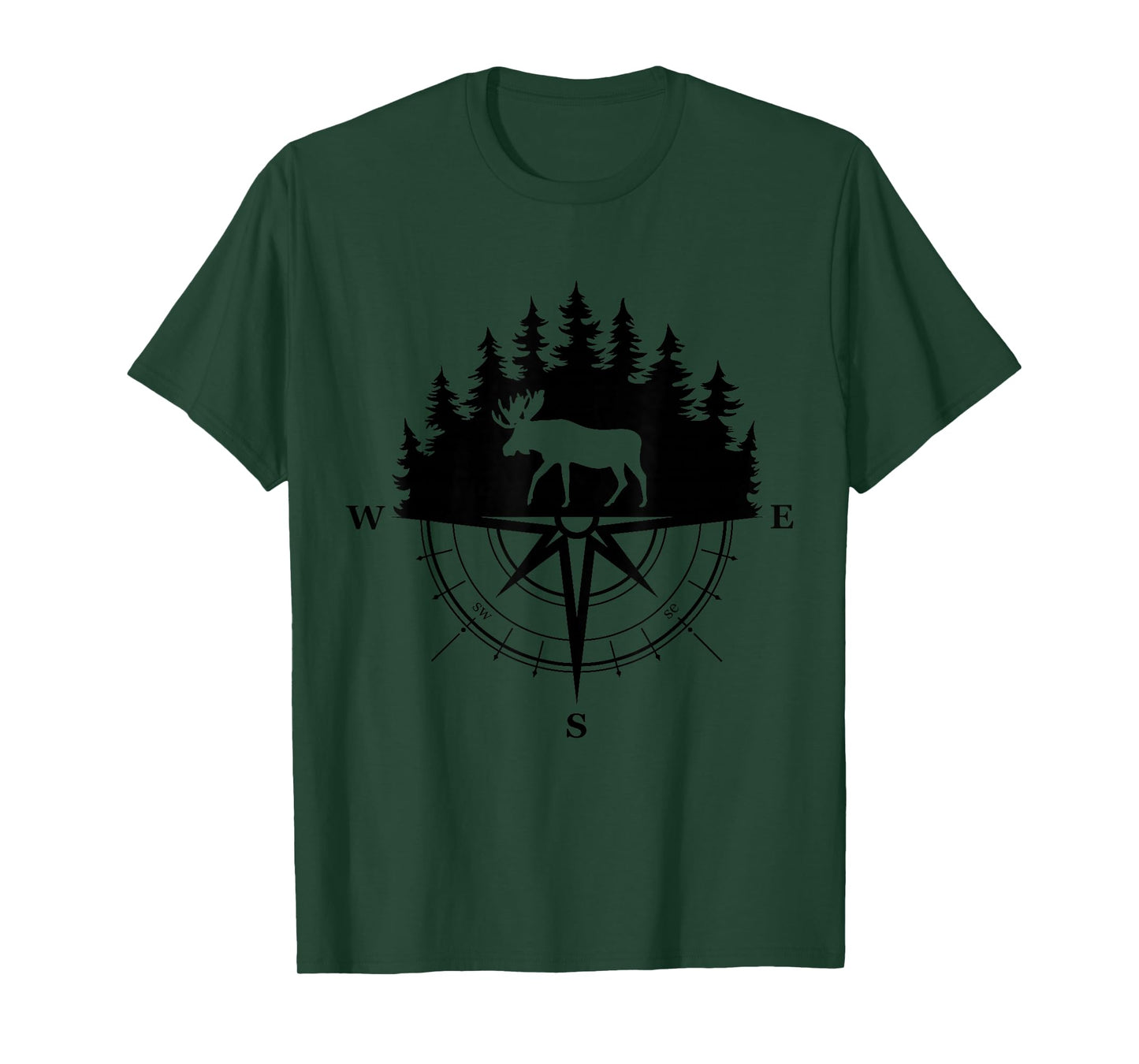Retro Forest Trees Outdoors Wildlife Camping Nature Moose T-Shirt