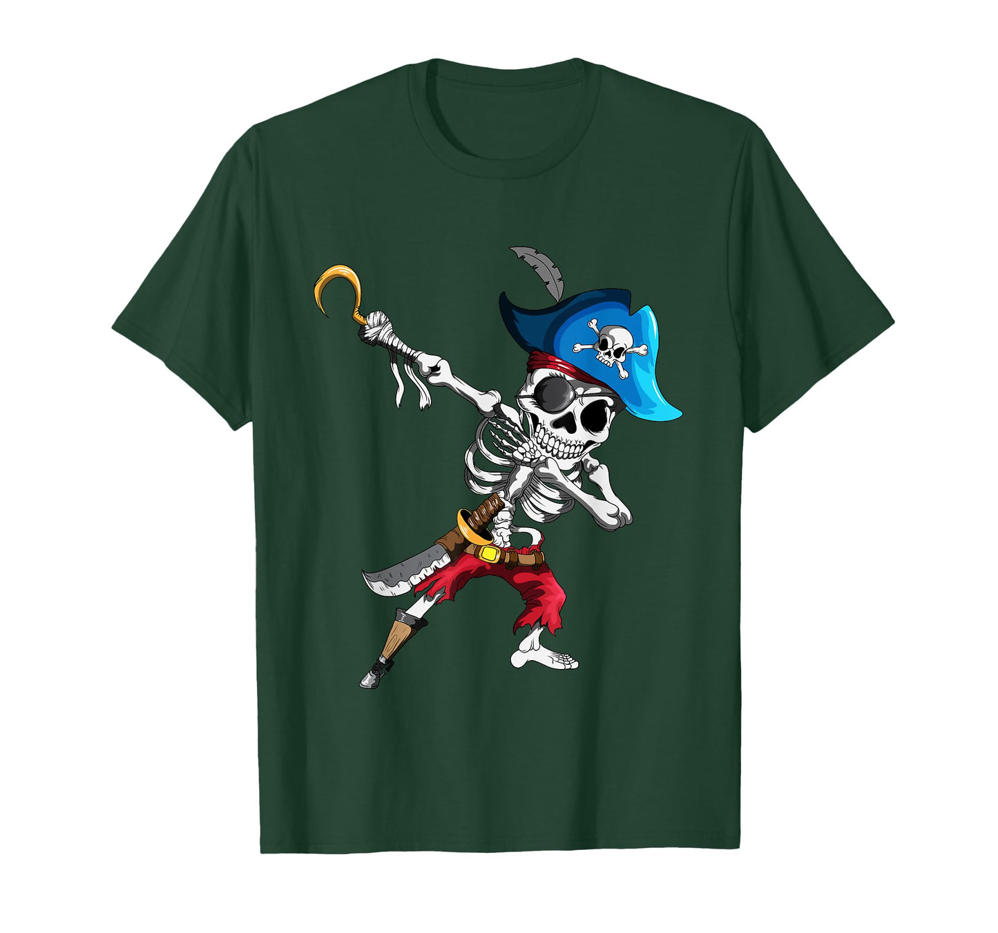 Dabbing Pirates Skeleton Eye Flap Pirate Ship Halloween T-Shirt