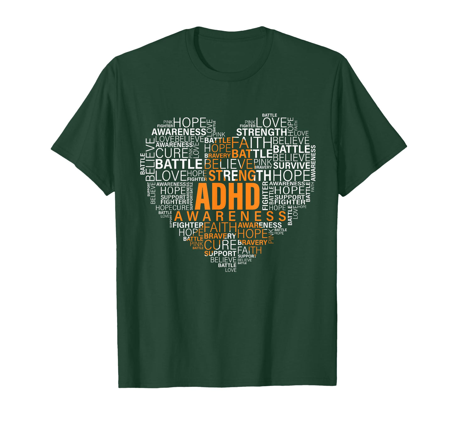 ADHD awareness words cloud heart support proud ADHD warrior T-Shirt