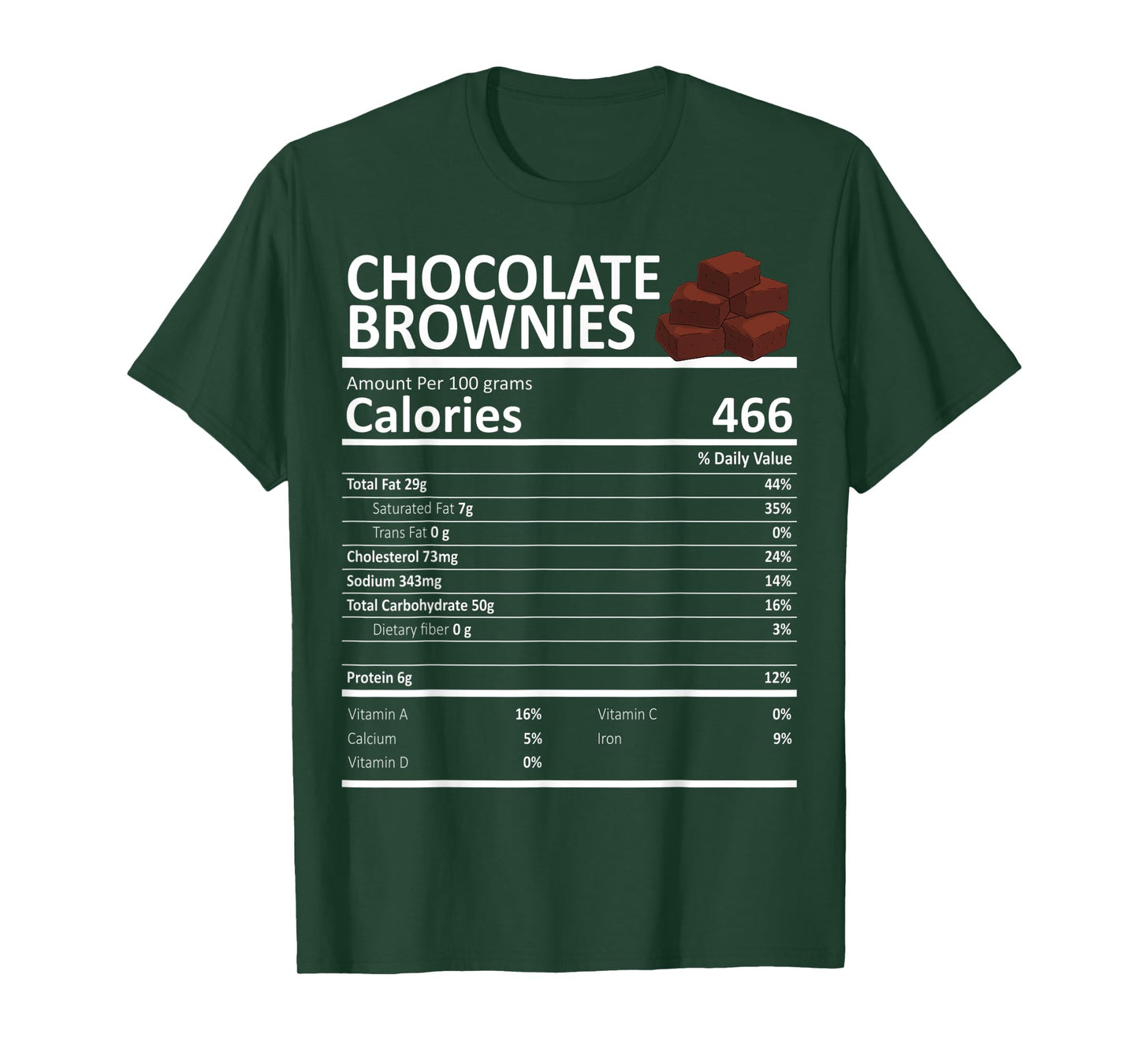 Chocolate Brownies Nutritional Facts Thanksgiving X-Mas T-Shirt