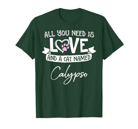 Cute Cat Named Calypso Design for Women and Girls T-Shirt