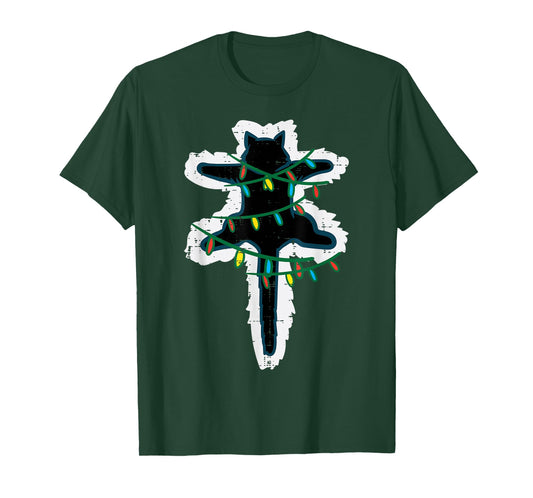 Christmas Lights Fried Cat Funny Xmas Women Girls Kids Men T-Shirt