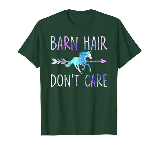BARN HAIR DON'T CARE Love Horse Riding Equestrian Rider Girl T-Shirt