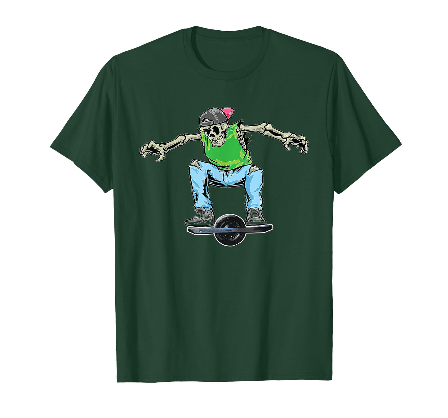 Skating Dabbing Skeleton On Onewheel Skateboard T-Shirt