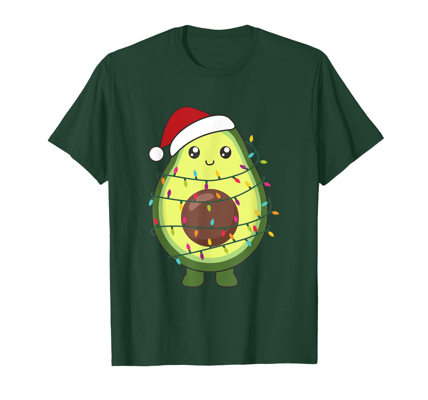 Avocado Christmas Food With Fairy Lights Funny Avocados T-Shirt