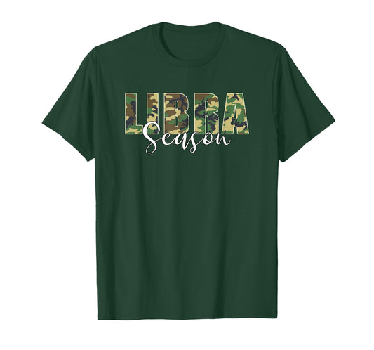 Libra Season Zodiac Camo Camouflage Birthday T-Shirt