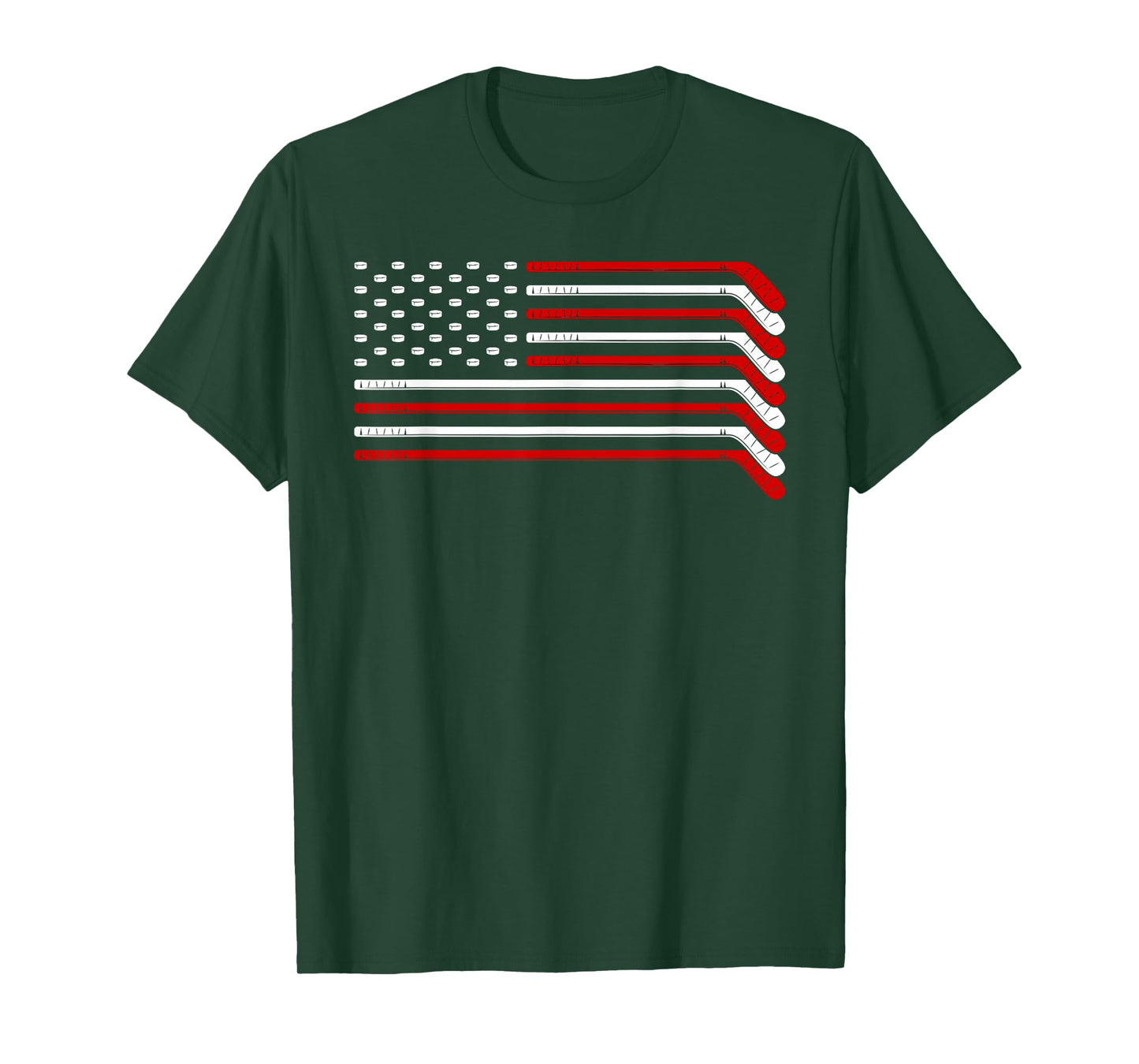 Ice Hockey Goalie Gift USA Flag Hockey Stick Ice Hockey T-Shirt