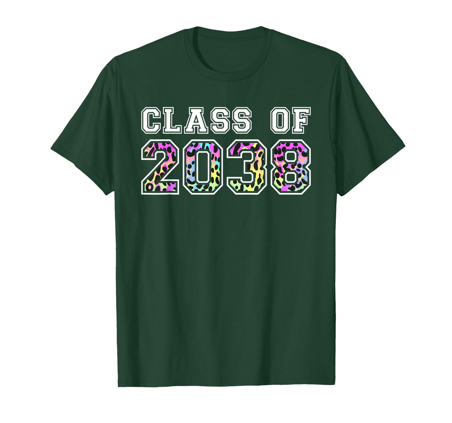 Class Of 2038 Grow With Me Pre-k 12th Grade Leopard Rainbow T-Shirt
