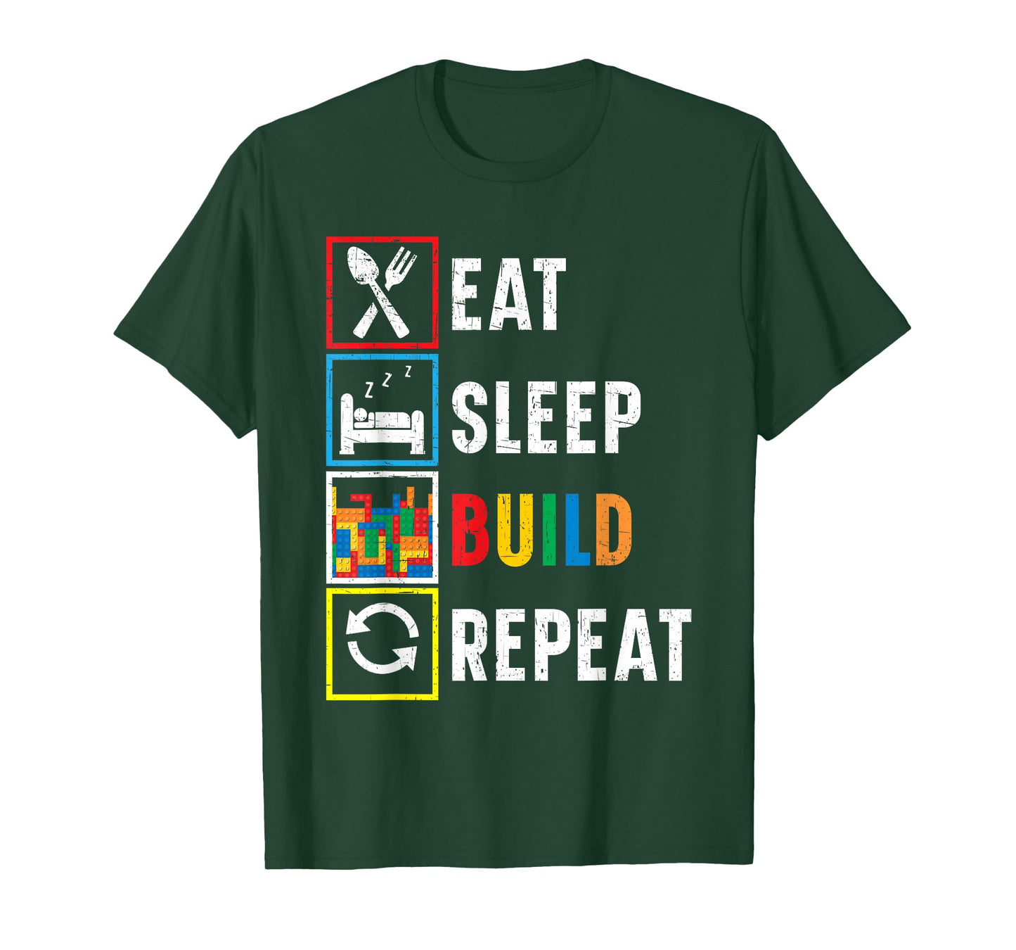 Eat Sleep Build Repeat Bricks Master Builder Building Blocks T-Shirt