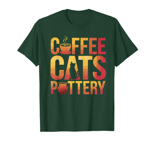 Coffee Cats Pottery Funny Pottery T-Shirt
