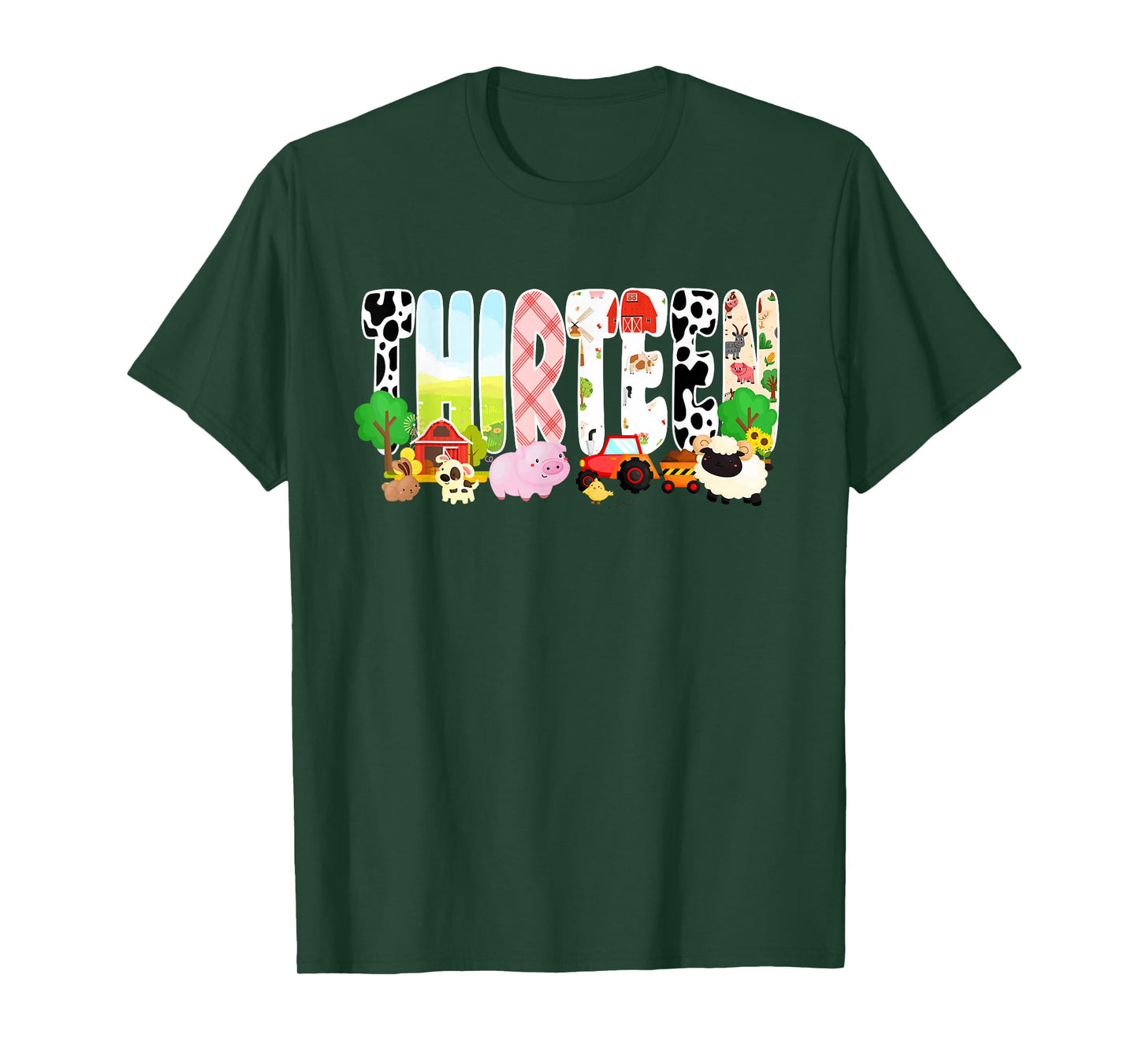 13 Year Old Boy Girl 13th Birthday Farm Animals Theme T-Shirt