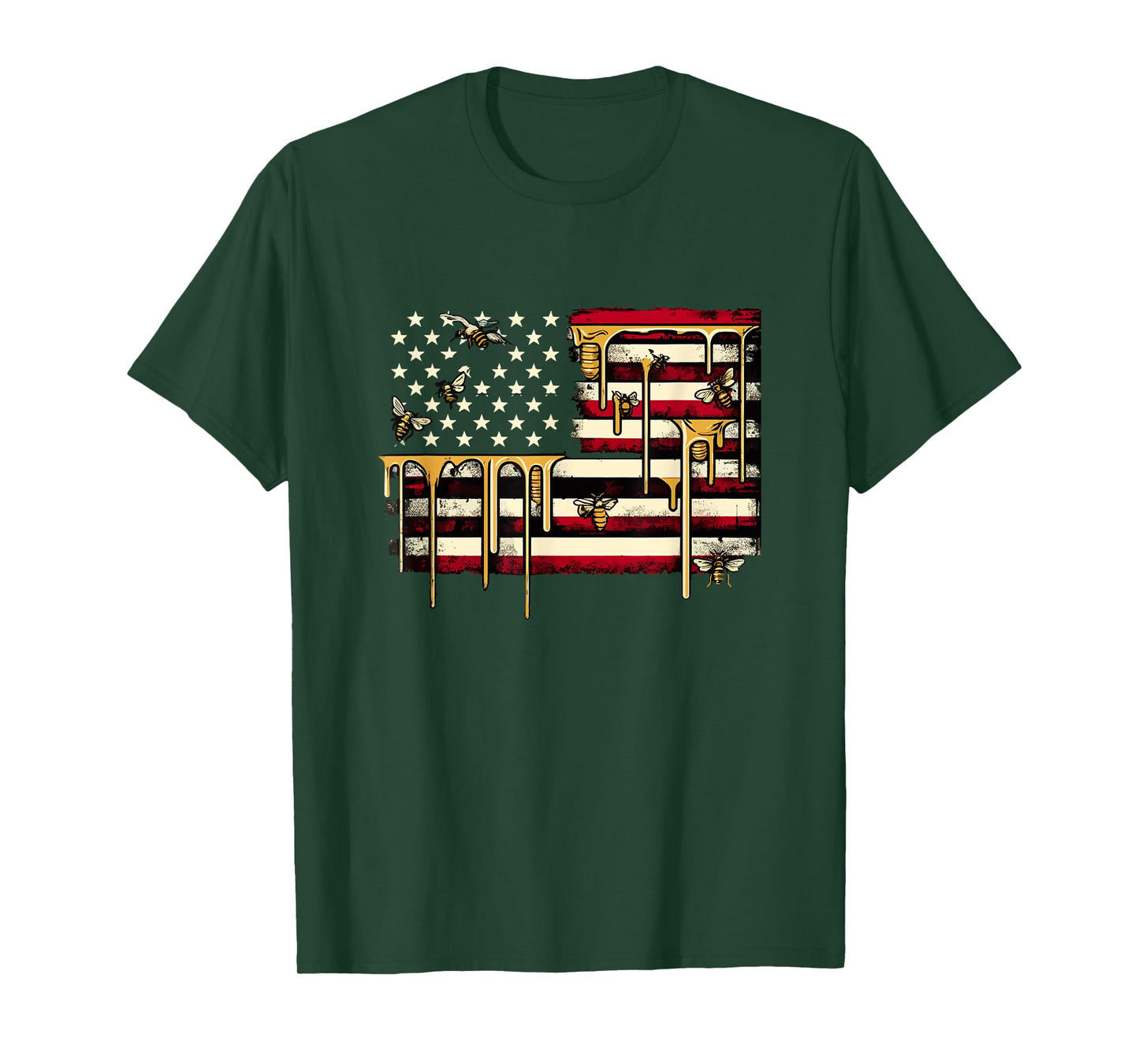 American Flag & Honeybee Patriotic Beekeeper Beekeeping Bees T-Shirt